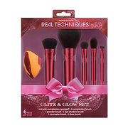 Real Techniques Makeup Brush and Sponge Set, Glitz and Glow Limited Edition, 6-Piece Set