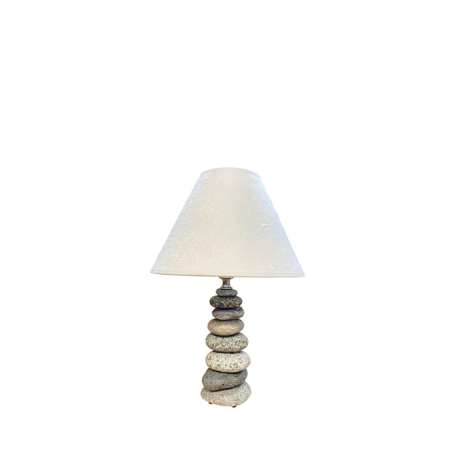 Stacked Stone Lamp, Coastal Lamp Handcrafted from Beach & River Rocks