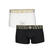 VERSACE 2-Pack Greca Border Boxer Trunks, Black/White
