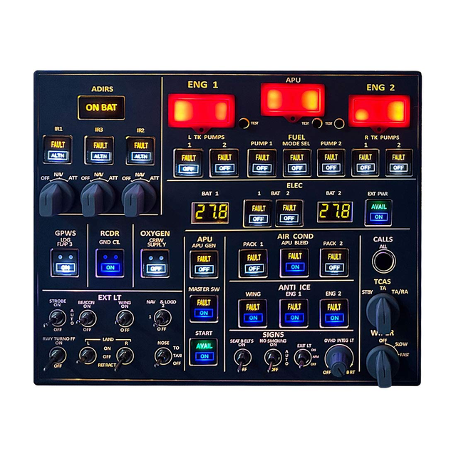 Rowsfire A107 A320pro/A320 MAX Light Overhead Panel (OVH) -Backlit+Metal Houseing+Tactile Switches Edition