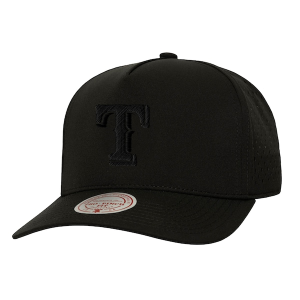 Men's Texas Rangers Mitchell & Ness Black Perfect Icon Pro Pinch Snapback Hat