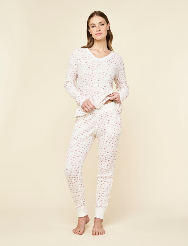 Super Soft Waffle V-Neck Top and Jogger Set