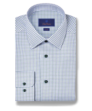 TBSP11807448 | Blue & Green Herringbone Check Dress Shirt