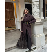 Brown Longline Belted Coat