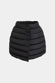 Solid Button Up Puffer Mini Skirt