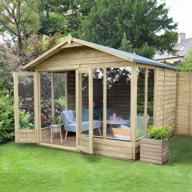 8' x 6' Forest 4Life 25yr Guarantee Double Door Pent Summer House (2.52m x 2.05m)