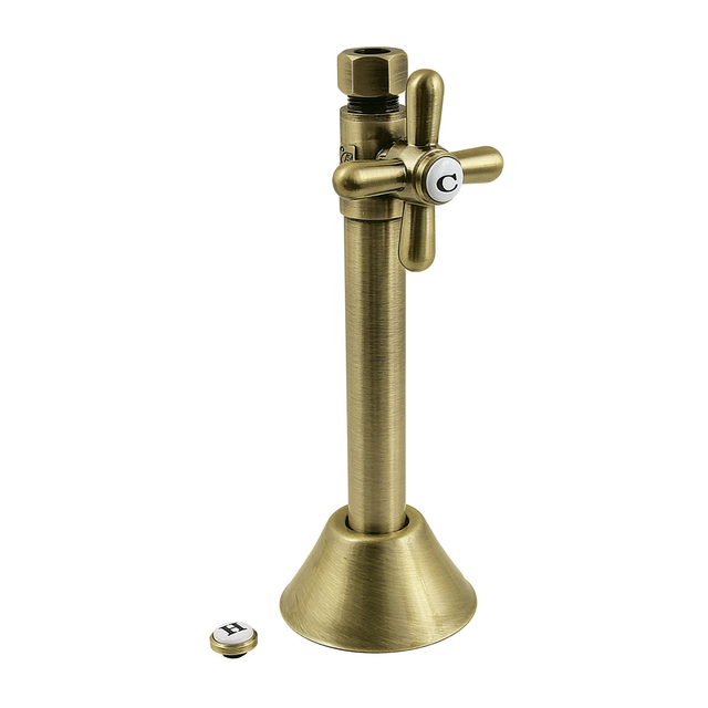 Vintage CC83253X 1/2-Inch Sweat x 3/8-Inch O.D. Comp Straight Shut-Off Valve with 5-Inch Extension, Antique Brass