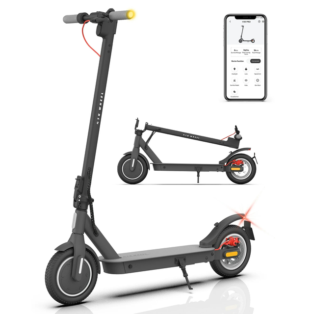 5TH WHEEL V30Pro Electric Scooter with Turn Signals, 10" Solid Tires, 19.9 Miles Range & 18 mph, 350W Motor, Foldable Electric Scooter for Adults