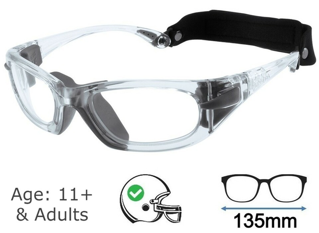 Progear Teens Adults Sports Glasses EG-L1030 TEMPLE - Shiny Crystal Transparent 10 - LARGE Size 55