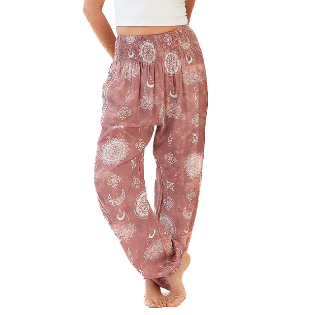 Dusty Rose Lotus Moon Harem Pants
