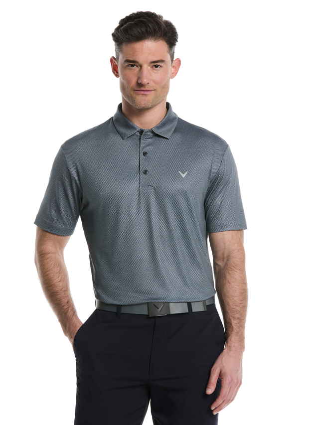 Mens Heather Geo Print Golf Polo