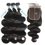 Body Wave 3 Bundles With 5*5 Lace Closure Unprocessed 100% Human Hair