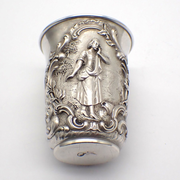 Antique Ornate Vodka Shot Russian Female Beauty 84 Standard Silver 1899