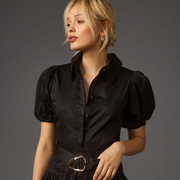 Puff-Sleeve Belted Mini Dress