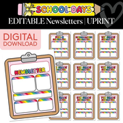 Printable Bright Rainbow Editable Newsletters | School Days
