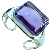 Prodigy of Beauty - Real Treasure-  Genuine  55.6 CARAT  Amethyst .925 Sterling Silver handcrafted Bracelet / Cuff