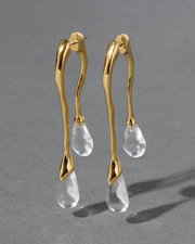 Lucite Front Back Double Drop Earring- Gold