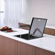 Lefton 17"x17" Stainless Steel Concealed RV & Kitchen Bar Workstation Sink with Liftable Pull-Out Faucet and Slow Drop Cover-BS2502