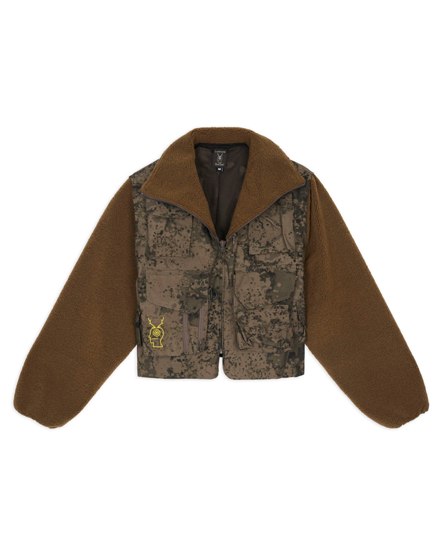 Brain Dead x South2 West8 Fleece Sleeve Tenkara Short Jacket - Grey