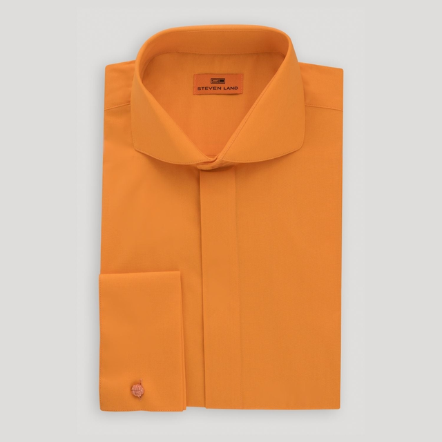 Poplin | Hidden Placket | Cutaway Collar | French Cuff | Orange