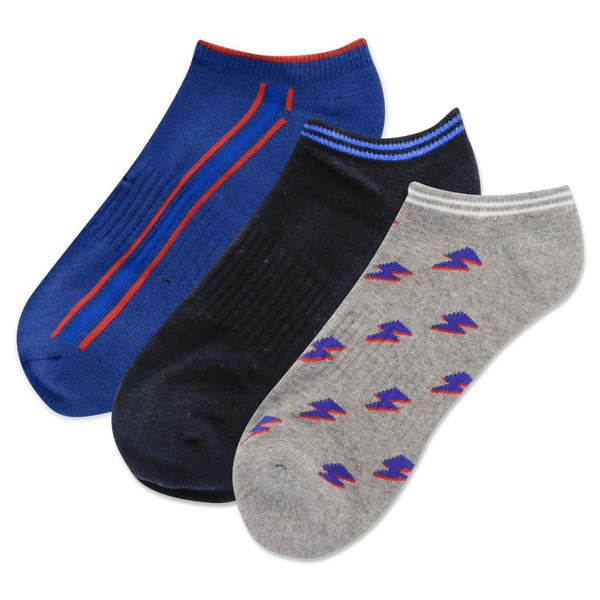 HOTSOX Men's Lightning Bolt Low Cut 3 Pack Socks