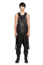 LEATHER OVERALLS IN BLACK
