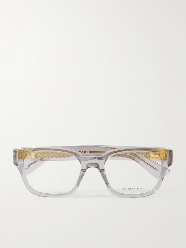 D-Frame Recycled-Acetate and Gold-Tone Optical Glasses - clear - One Size