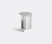 'Slit' round table, high, mirror silver