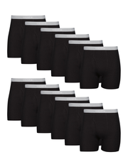 Hanes Men's Value Pack Black Cotton Boxer Brief Underwear, 12-Pack