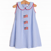 Flags of Freedom Applique Dress, Blue