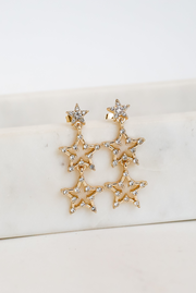 FINAL SALE - Rachel Gold Rhinestone Star Drop Earrings