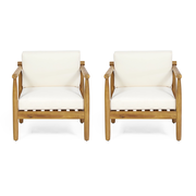 Benewah Outdoor Acacia Wood Club Chair (Set of 2)