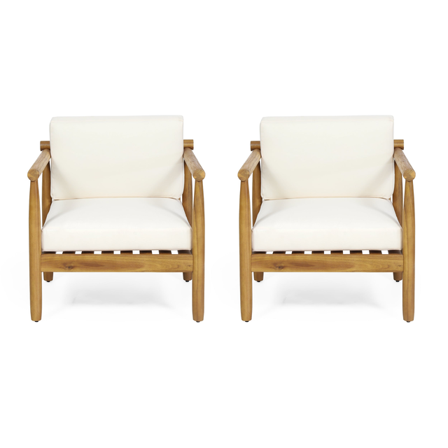 Benewah Outdoor Acacia Wood Club Chair (Set of 2)