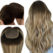 13x13cm Human Hair Toppers Mono Base Balayage Blonde #3/8/22