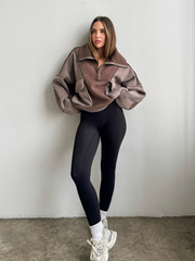 Mocha Bean Half Zip Pullover