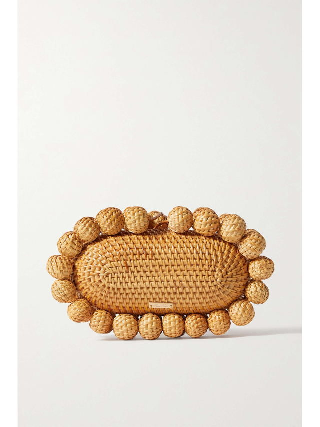 Jaya beaded rattan clutch