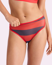 Silky Mesh High Rise Cheeky | Silky Mesh (Red Rugby Stripe)