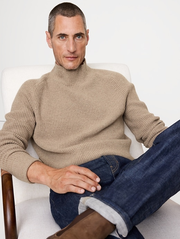 Italian Merino-Blend Mock-Neck Sweater