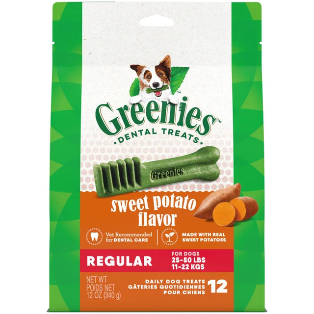 Greenies Sweet Potato Regular Dental Treats, 12 Count