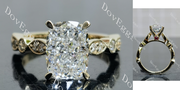 Doveggs cushion side stones moissanite engagement ring