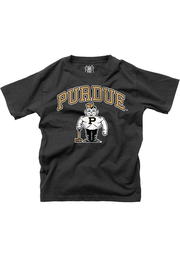 Wes and Willy Purdue Boilermakers Boys Black Vintage Arch Mascot Short Sleeve T-Shirt