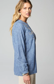 Cotton-Gauze Mixed-Media Tunic