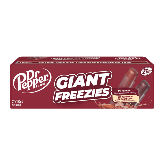 Dr Pepper Giant Freezies - Dr Pepper and Dr Pepper & Cream Soda Flavours, 27 x 150ml