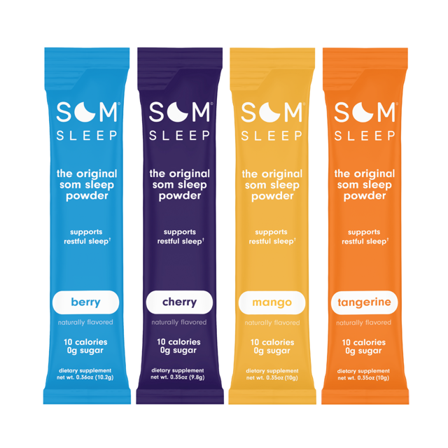 Som Sleep Powder Drink Mix Variety Pack, Berry, Cherry, Mango & Tangerine, 40-Pack