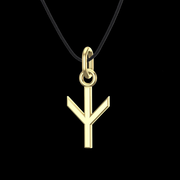 Handmade Gold Rune Algiz Pendant