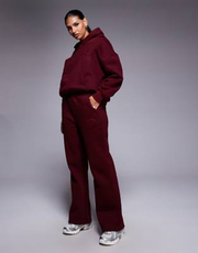 Simmi London Colby varsity flared joggers in cranberry