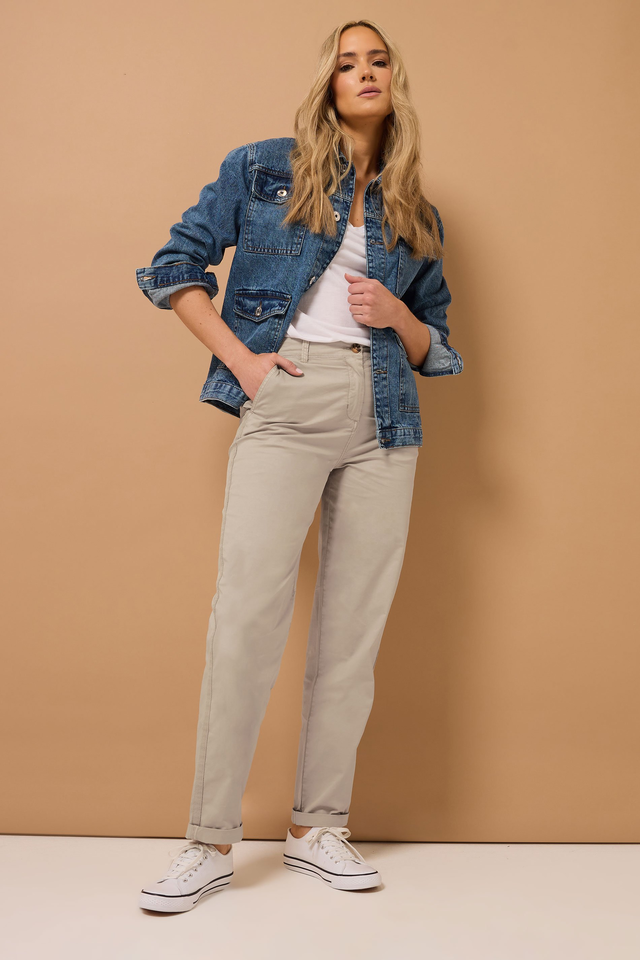 LTS Tall Stone Brown Cotton Straight Leg Chino Jeans