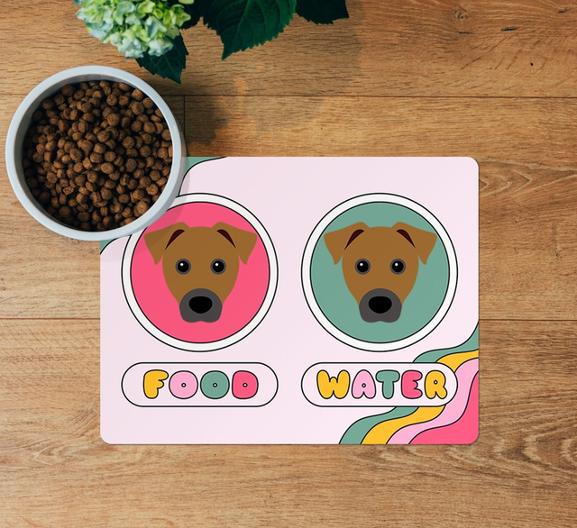 Rainbow Waves: Personalised Mixed Breed Wipe Clean Feeding Mat