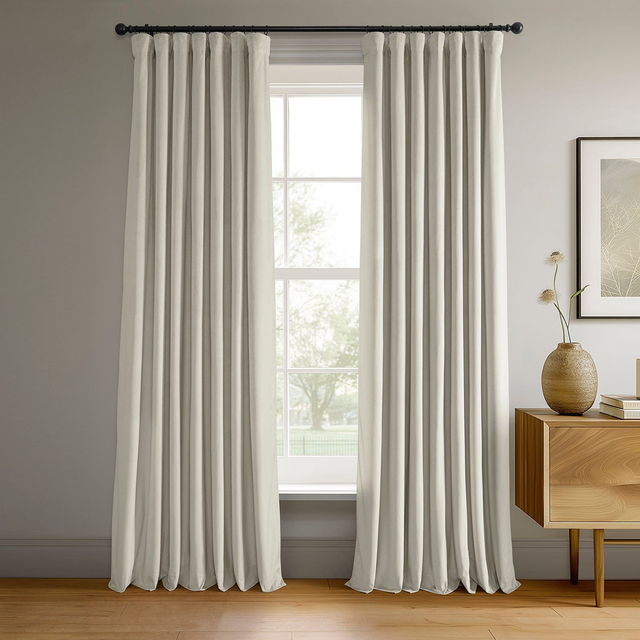 Porcelain White Signature Velvet Blackout Curtain