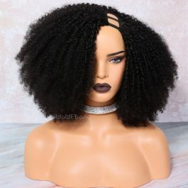 WoWEbony Remy Human Hair 4b and 4c Textured Kinky Coily Thin V Part or U Part Wigs[UPT9]